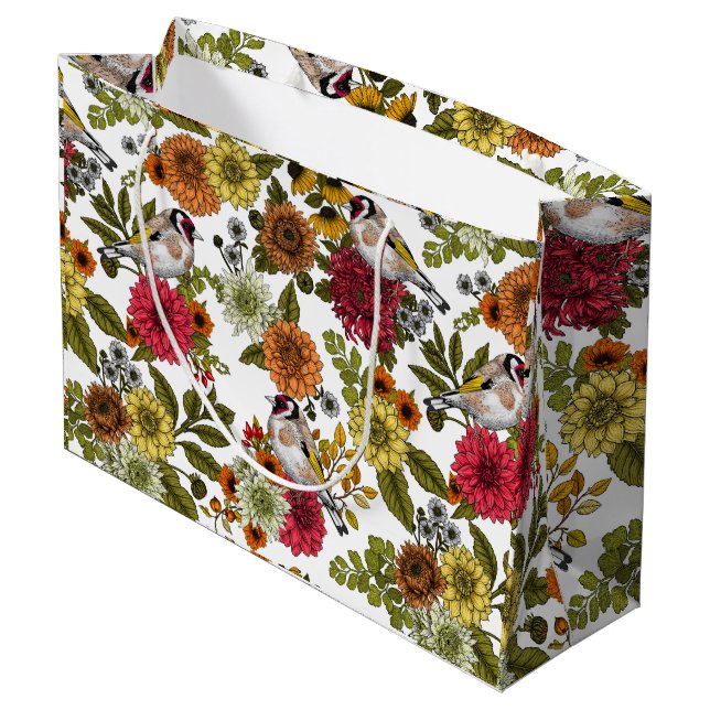 Grand Sac Cadeau Goldfinches dans le jardin (Dos Angle)