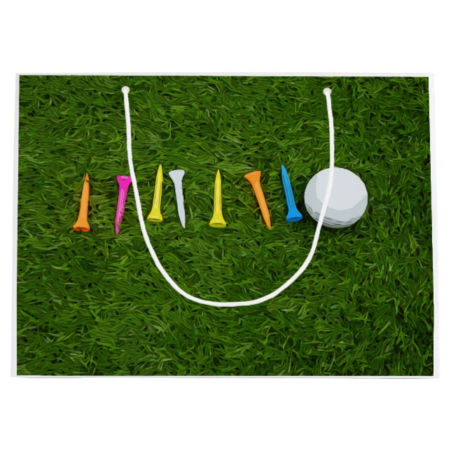 Grand Sac Cadeau Golf avec tee - shirts sur gazon vert (Devant)