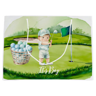 Grand Sac Cadeau Golf C'est un garçon pour Baby Shower ou anniversa