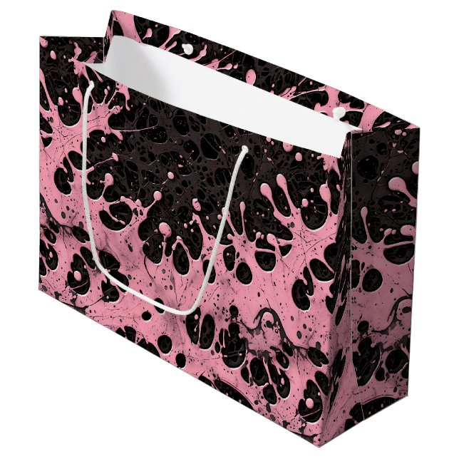 Grand Sac Cadeau Gothique Grunge Pink Paint Splash (Devant Angle)