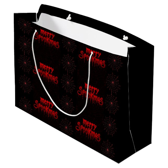 Grand Sac Cadeau Gothmas Bold Red Script on Black Goth Christmas (Dos Angle)