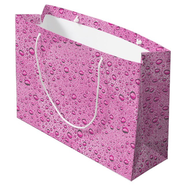Grand Sac Cadeau gouttelettes d'eau roses chaudes (Dos Angle)