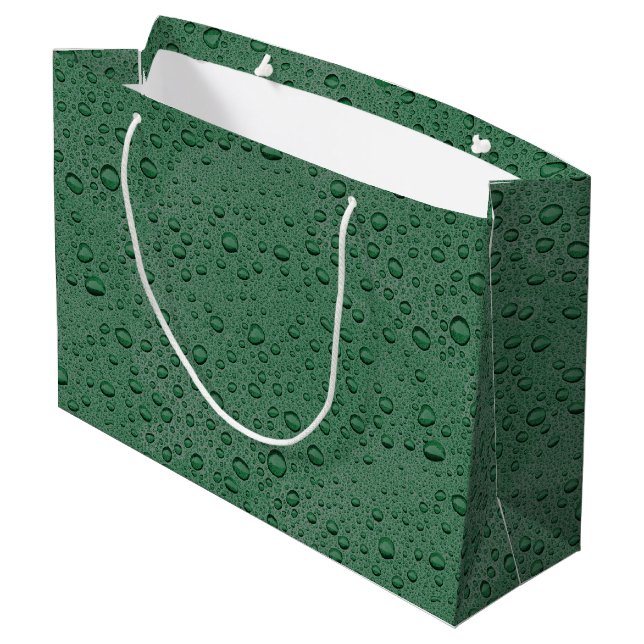 Grand Sac Cadeau gouttelettes d'eau vertes (Dos Angle)