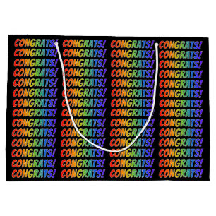 Grand Sac Cadeau Gradient "CONGRATS de spectre d'arc-en-ciel ! "