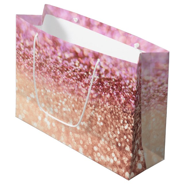 Grand Sac Cadeau Gradient rose de scintillement de parties (Devant Angle)