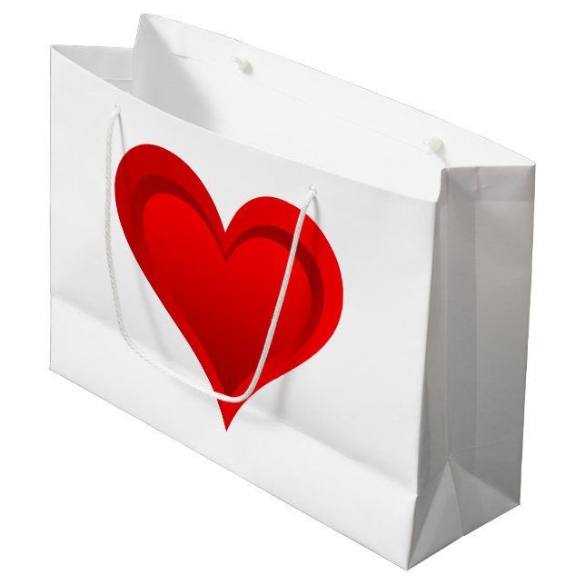 Grand Sac Cadeau Gradients RED LOVE HEART + votre texte et vos idée (Devant Angle)