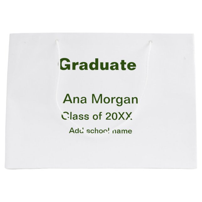 Grand Sac Cadeau Graduate ajouter nom classe de nom de l'école de 2 (Devant)