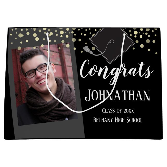 Grand Sac Cadeau Graduation Félicitations Une photo (Devant)