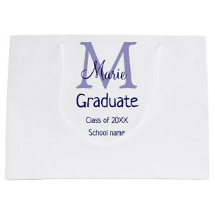 Grand Sac Cadeau Gradué ajouter nom monogramme violet simple m mini
