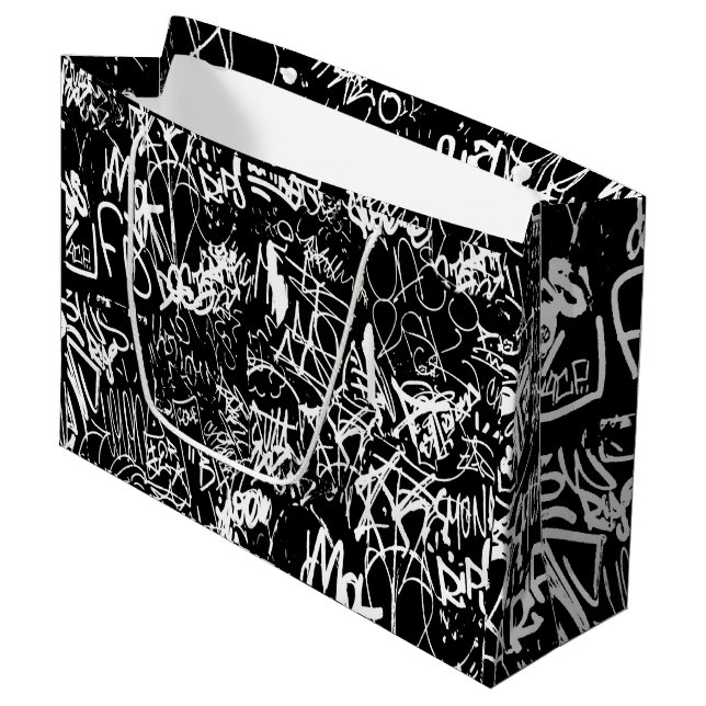 Grand Sac Cadeau Graffiti Abstrait Collage Motif d'impression (Devant Angle)