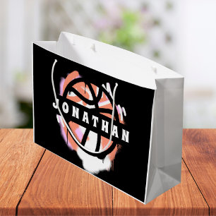 Grand Sac Cadeau Graffiti Basketball Thème Personnalisé Nom du joue