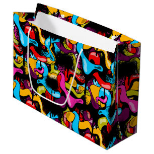 Grand Sac Cadeau Graffiti Hip Hop Street Art néon coloré