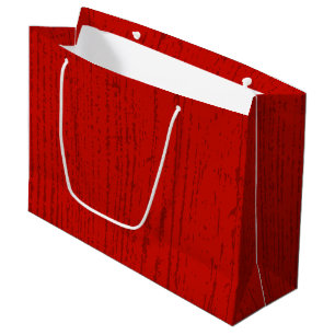 Grand Sac Cadeau Grain de bois rouge élégant