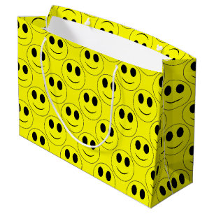Grand Sac Cadeau Grand Jaune Happy Face Allover