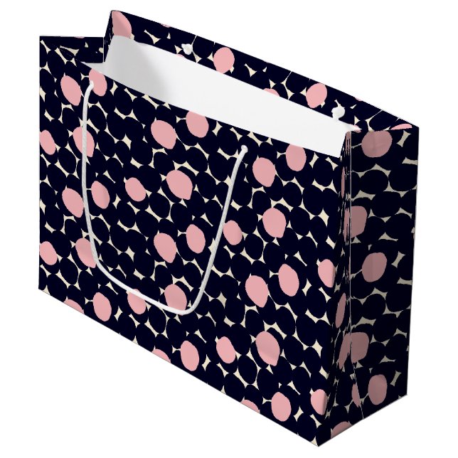 Grand Sac Cadeau Grand motif de point bleu et rose (Devant Angle)