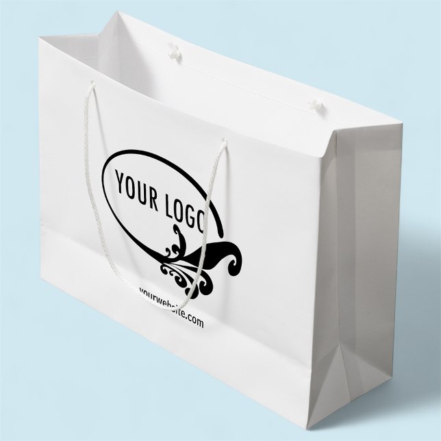 Grand Sac Cadeau Grande entreprise de sacs-cadeaux personnalisés Em (MISOOK 12.5 x 4 x 9 inch White Gift Bag with Logo)