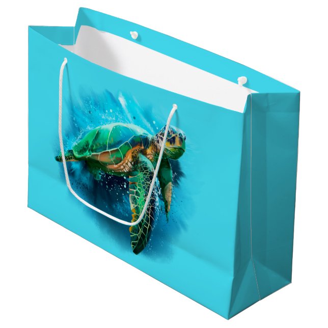 Grand Sac Cadeau Grande tortue de mer (Devant Angle)