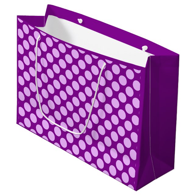 Grand Sac Cadeau Grands rétros points - orchidée et pourpre (Devant Angle)