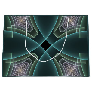 Grand Sac Cadeau Graphique géométrique Turquoise moderne