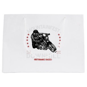 Grand Sac Cadeau Graphisme de la course de moto en descente Mountai