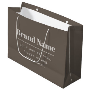 Grand Sac Cadeau Gras Moderne Foncé & Clair Beige Marque ou Entrepr