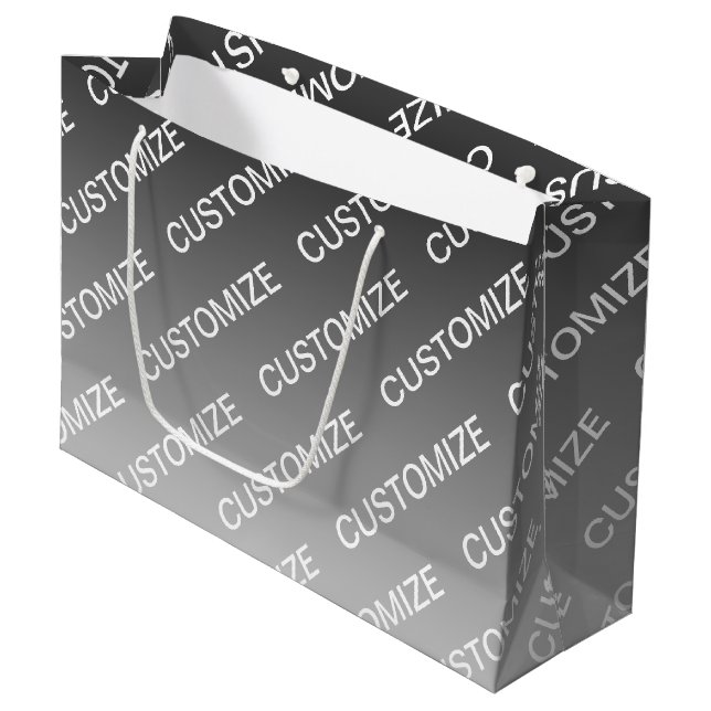 Grand Sac Cadeau Gray (changeable color) Ombre & Text Pattern (Devant Angle)