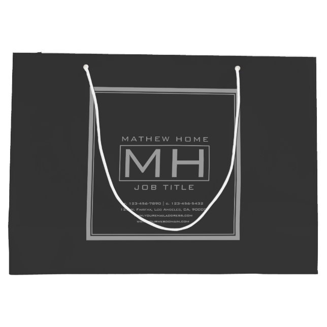 Grand Sac Cadeau Gray et gris foncé professionnel (Dos)