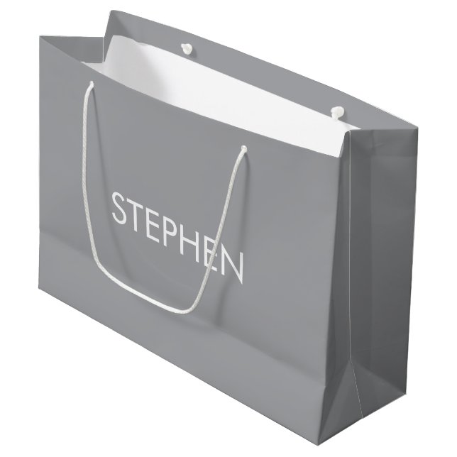 Grand Sac Cadeau Gray minimalist custom name  (Devant Angle)