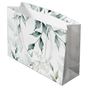 Grand sac cadeau   Grayed Jade Green Botanical