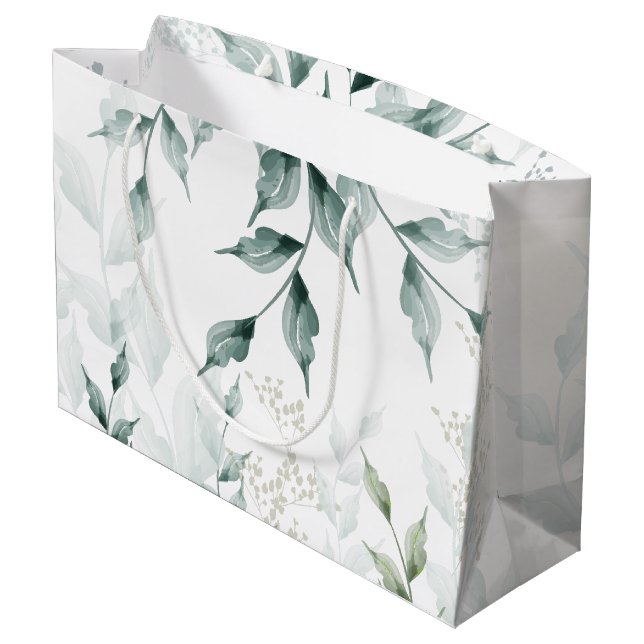 Grand sac cadeau | Grayed Jade Green Botanical (Dos Angle)