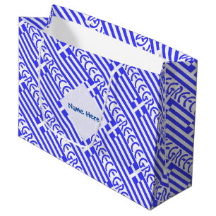 Grand Sac Cadeau Grèce et drapeau grec Personnalisation en bleu car