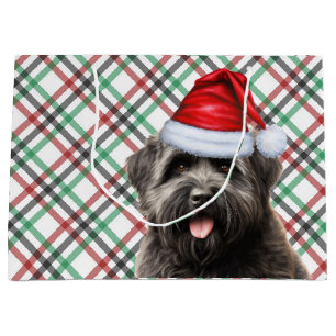 Grand Sac Cadeau Green et Red Plaid Bouvier Amoureux des chiens Hol