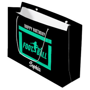 Grand Sac Cadeau Green Football Player Girl, Birthday Girl Team
