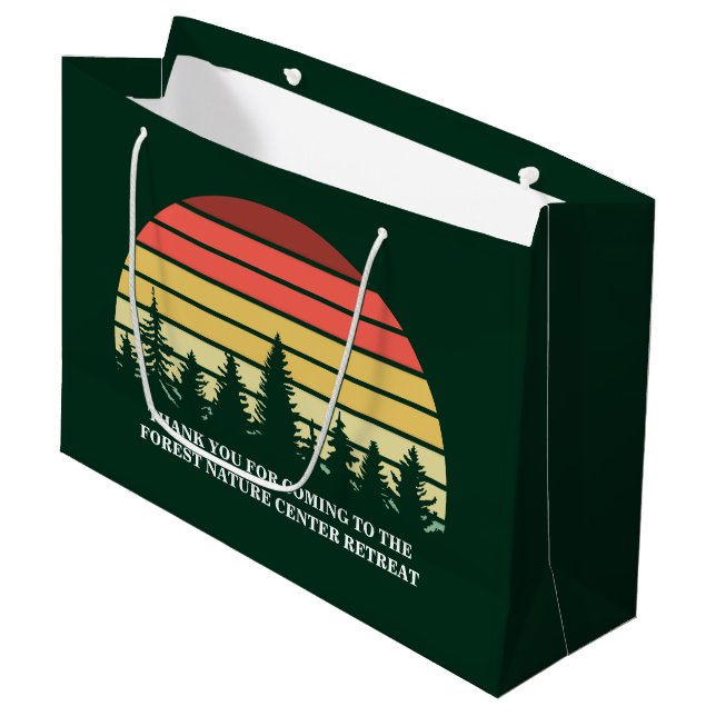 Grand Sac Cadeau Green Forest Sunset Nature Retreat Custom (Devant Angle)