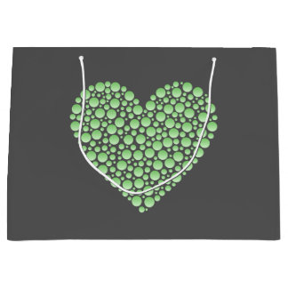 Grand Sac Cadeau Green Gradient Heart Circles – Dark Grey Minimal 