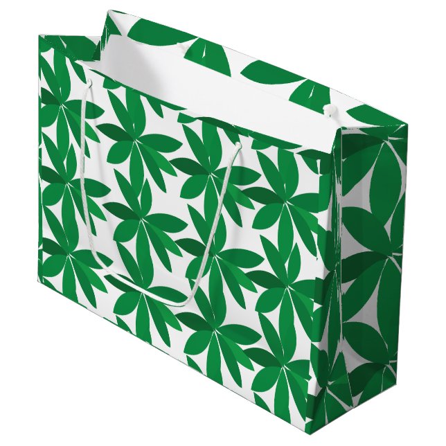 Grand Sac Cadeau Green Leaves Foliage (Devant Angle)