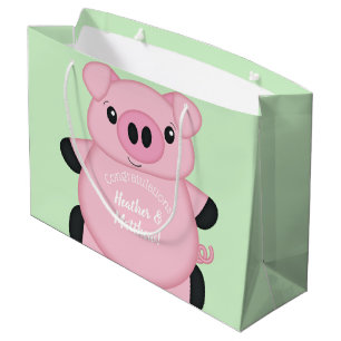 Grand Sac Cadeau Green Pig Baby