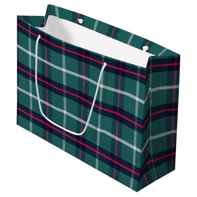 Grand Sac Cadeau Green Plaid Gift Bag (Devant Angle)