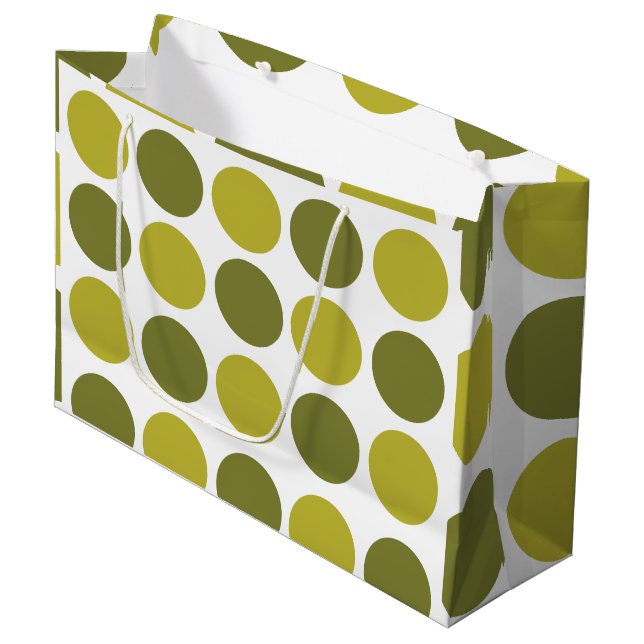 Grand Sac Cadeau Green Polka Dots Baby Shower Birthday (Devant Angle)