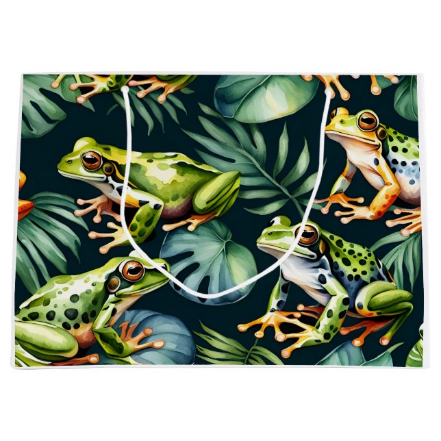 Grand Sac Cadeau Grenouilles tropicales  (Devant)