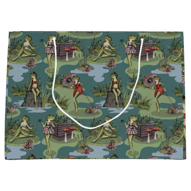Grand Sac Cadeau Grenouilles vintages (Devant)