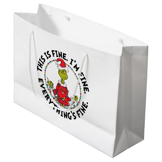Grand Sac Cadeau Grinch | Everything's Fine (Devant Angle)