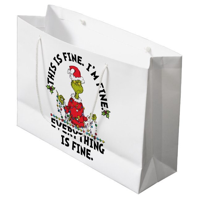 Grand Sac Cadeau Grinch | Tout va bien (Devant Angle)