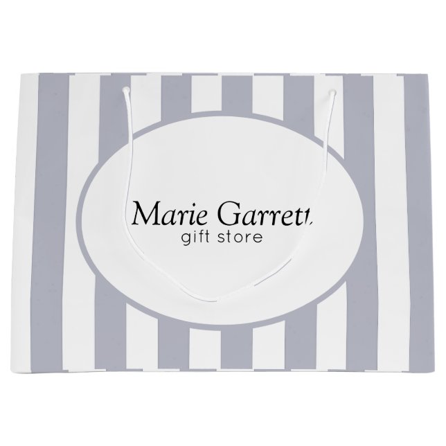 Grand Sac Cadeau Gris Classique Gris Gris Personnalisé (Devant)