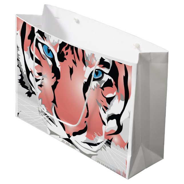 GRAND SAC CADEAU GROS CADEAU PEACH TIGER (Devant Angle)