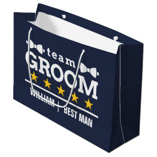 Grand Sac Cadeau Groupe d'équipe Groomsman Licence bleu marin