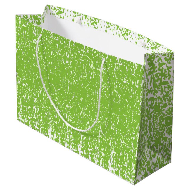 Grand Sac Cadeau Grunge Lime Green Pattern - Summer Abstract Decor (Dos Angle)