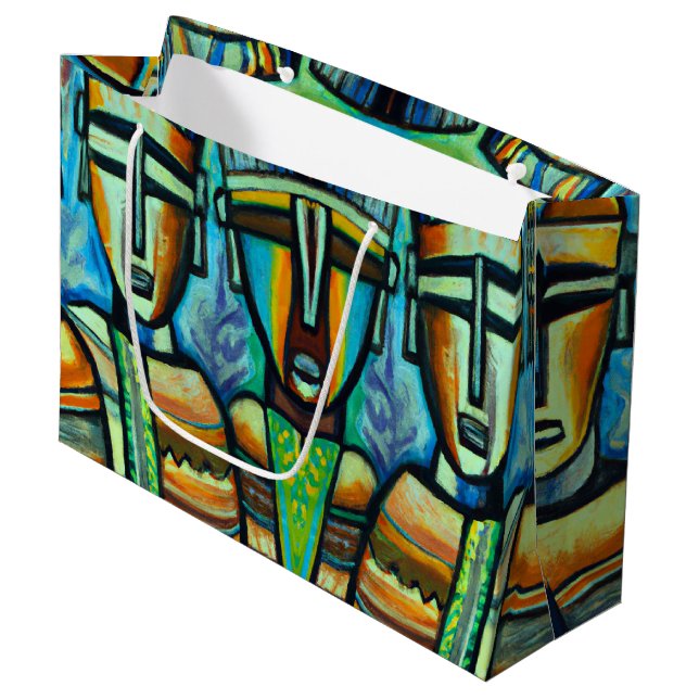 Grand Sac Cadeau Guerriers tribaux (Devant Angle)