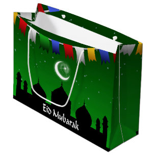 Grand Sac Cadeau Guirlande colorée d'Eid Mubarak
