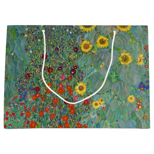Grand Sac Cadeau Gustav Klimt - Jardin de campagne avec tournesols (Devant)
